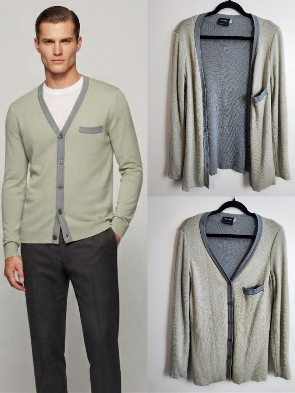 Giorgio Armani Cashmere Silk Cardigan Sz 48 Fits US Men's M-S Old Money *FLAW